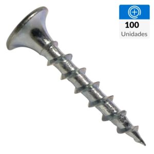 Tornillo Volcanita Rosca Gruesa Madera CRS Zincado 6x 1 1/4, 100 unidades